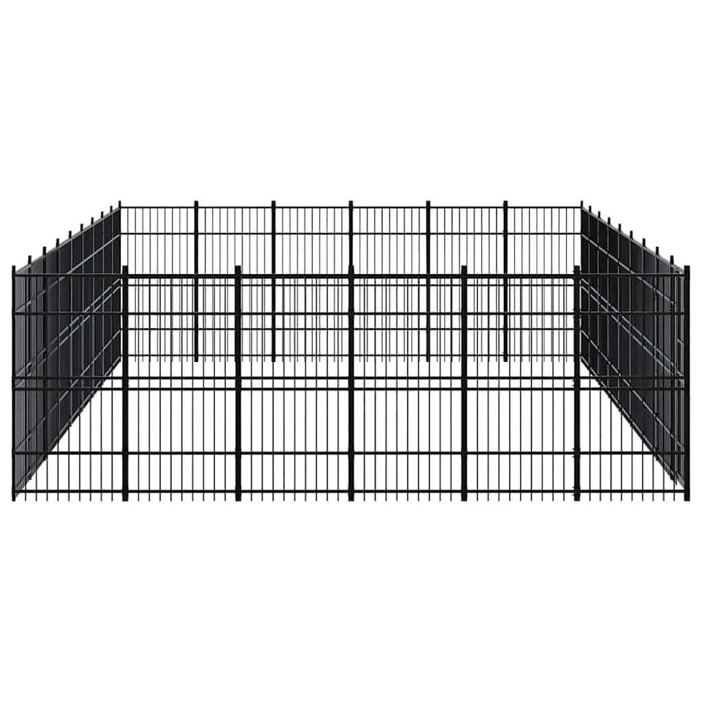 Outdoor Dog Run Steel Exercise Enclosure with Lockable Door Black 49.77m²