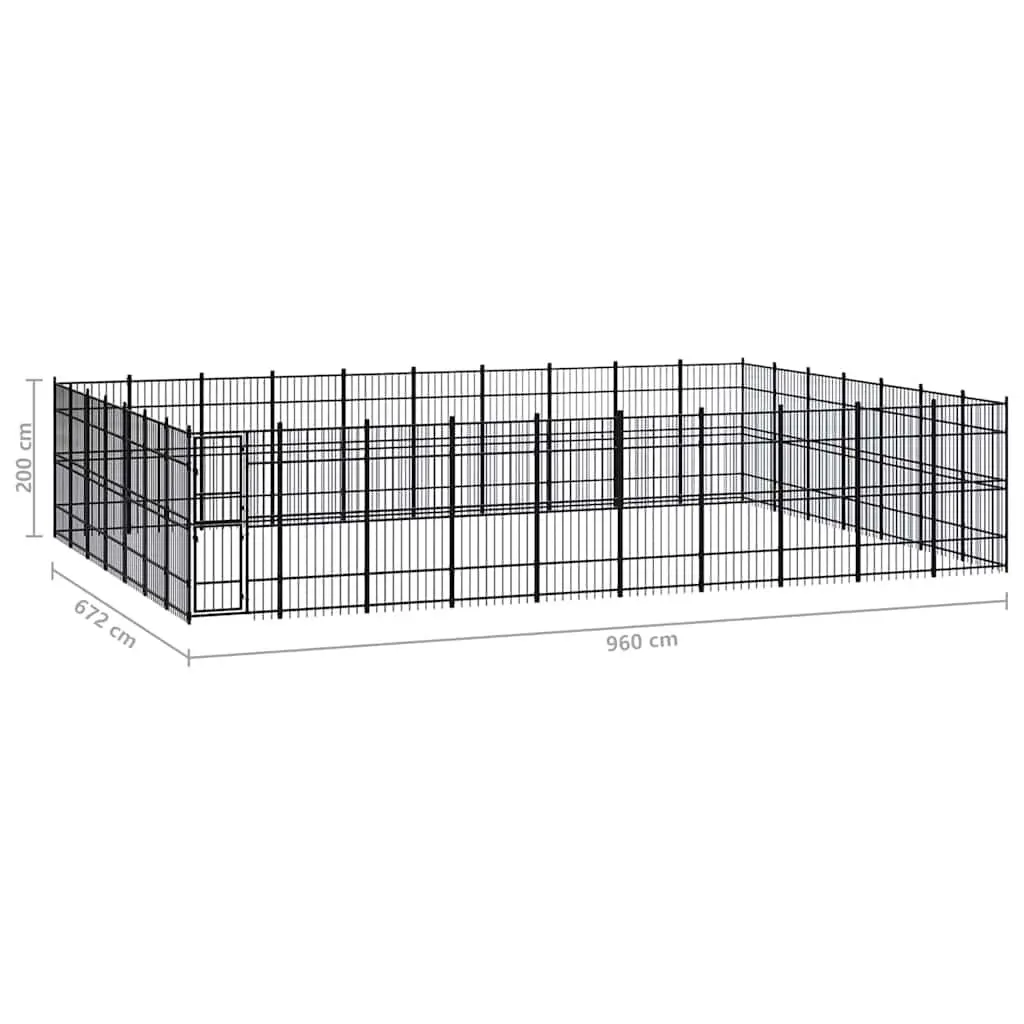 Dog Kennel Steel Large Outdoor Exercise Run Enclosure Black