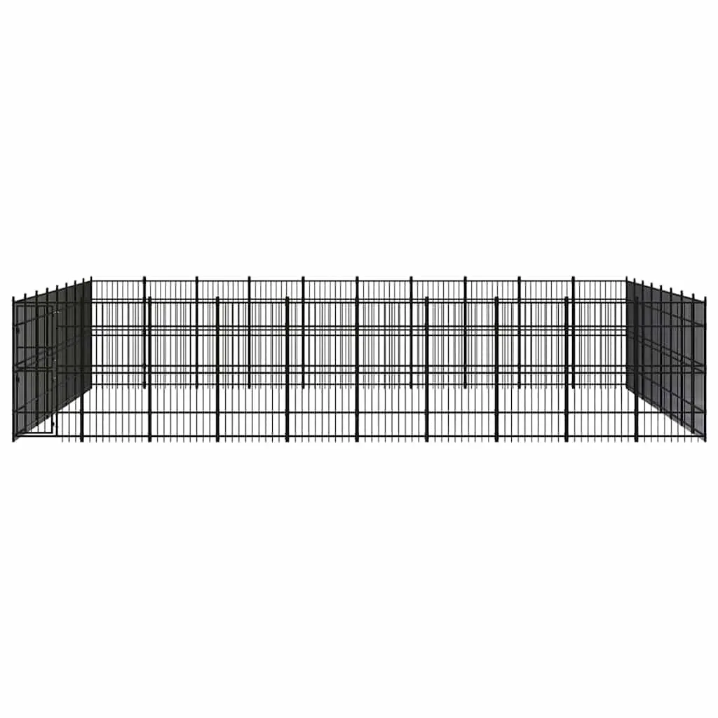 Large Black Steel Dog Exercise Pen Outdoor Kennel for Training and Play