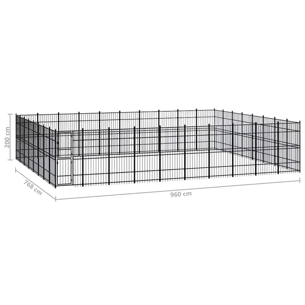 Large Black Steel Dog Exercise Pen Outdoor Kennel for Training and Play