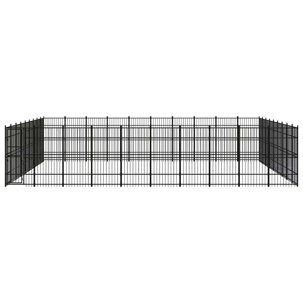 Dog Kennel Steel Outdoor Exercise Run Enclosure Black