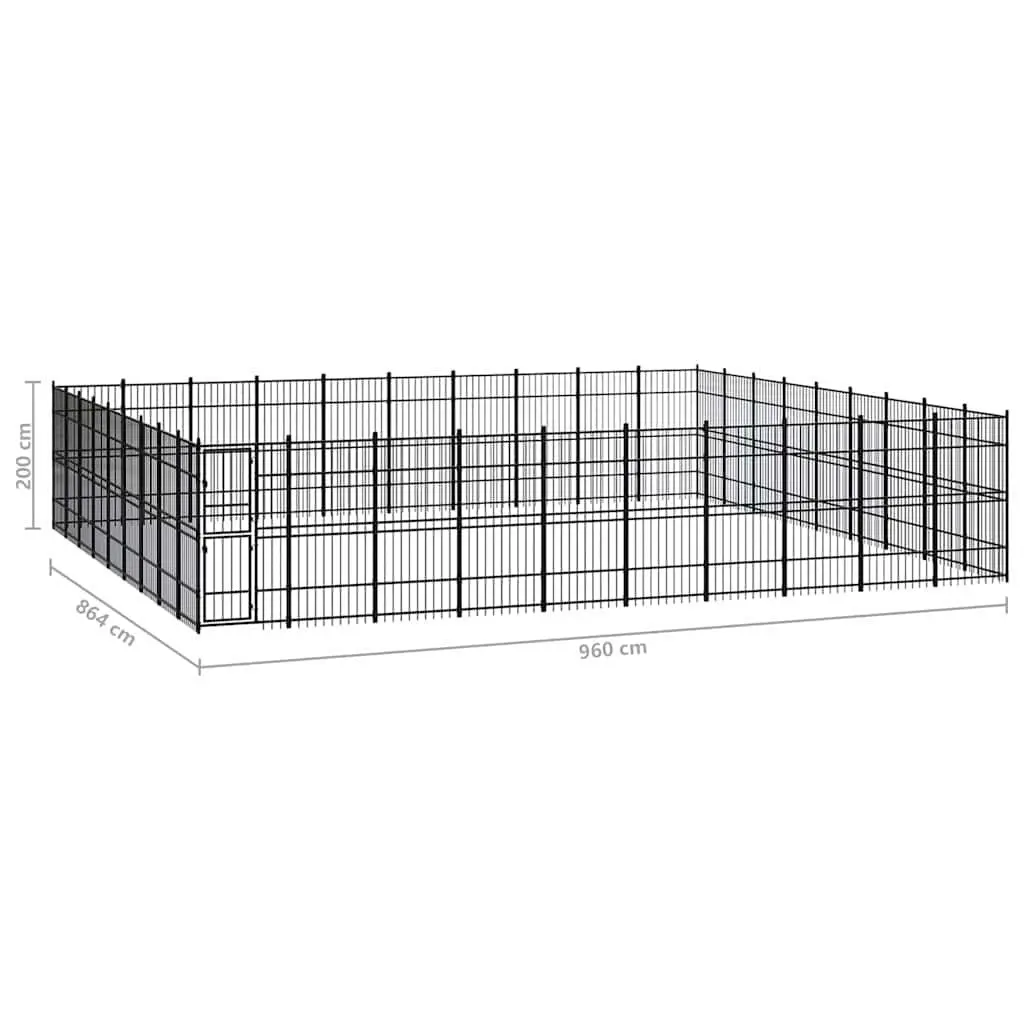 Dog Kennel Steel Outdoor Exercise Run Enclosure Black
