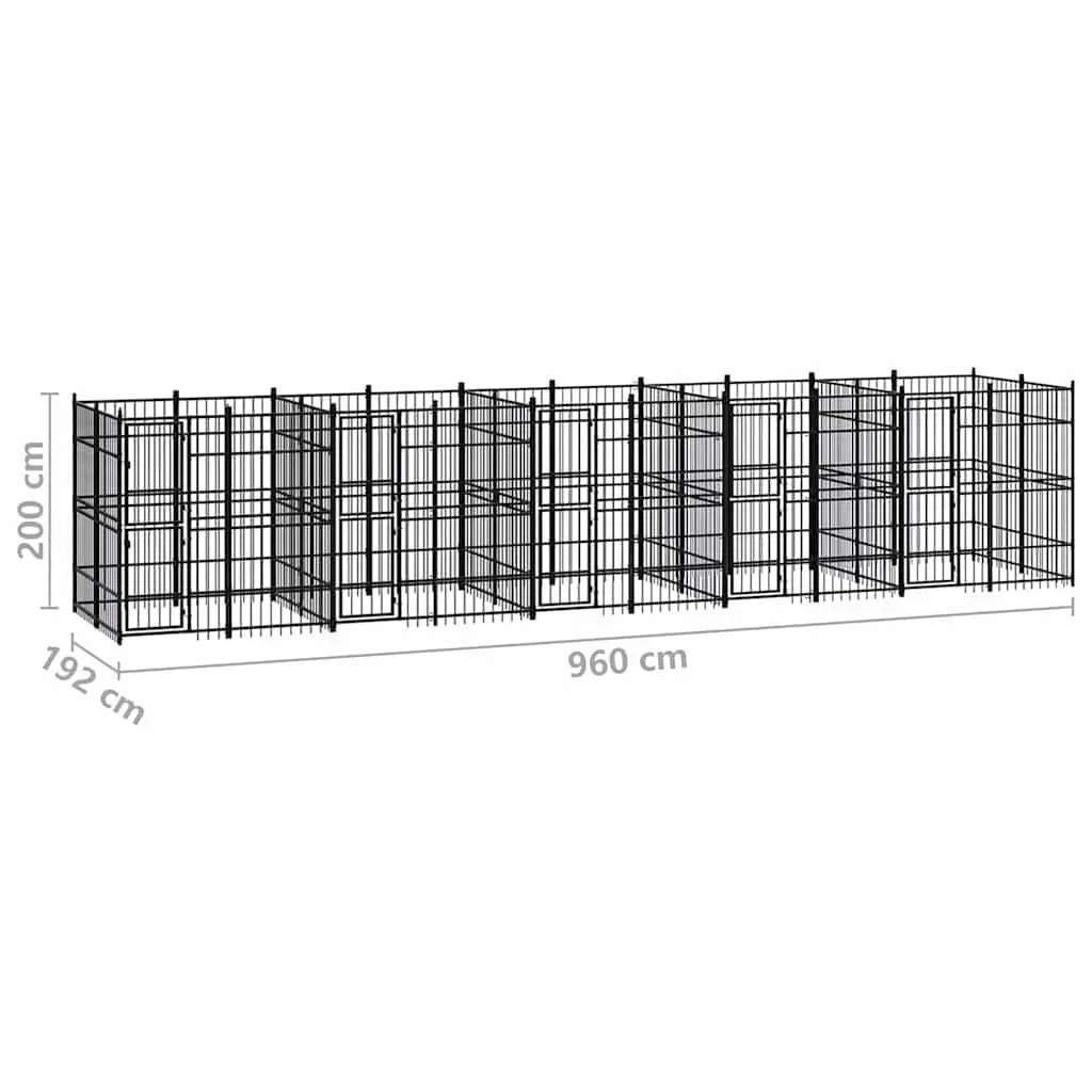 Dog Kennel Steel Outdoor Run Large Exercise Pen Enclosure Hinged Door Lockable