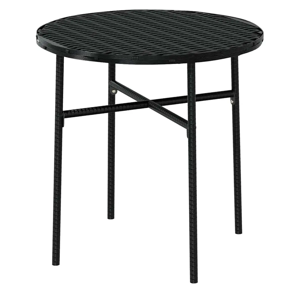 3 Piece Black Patio Dining Set Poly Rattan Lightweight Table and Chairs with Cushions