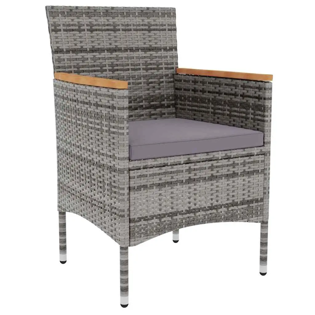 3 Piece Outdoor Dining Set Garden Patio Furniture PE Rattan Grey Table Chairs