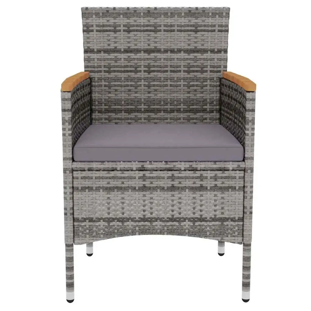 3 Piece Outdoor Dining Set Garden Patio Furniture PE Rattan Grey Table Chairs