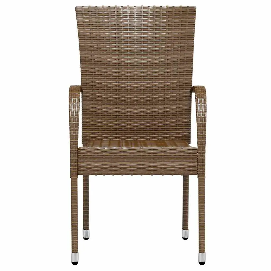 Garden Dining Set Brown Poly Rattan 3 Piece Outdoor Patio Furniture Table Chairs