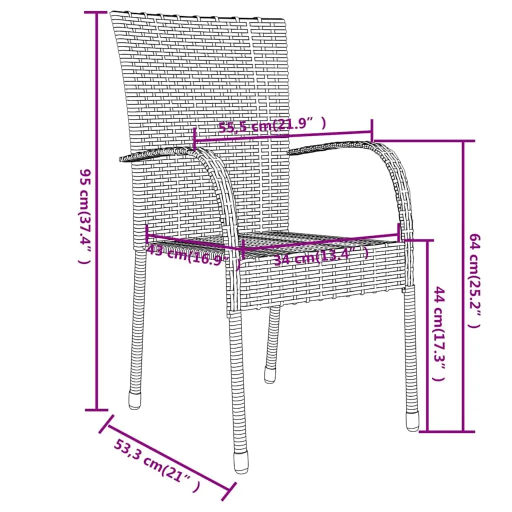 Garden Dining Set Brown Poly Rattan 3 Piece Outdoor Patio Furniture Table Chairs