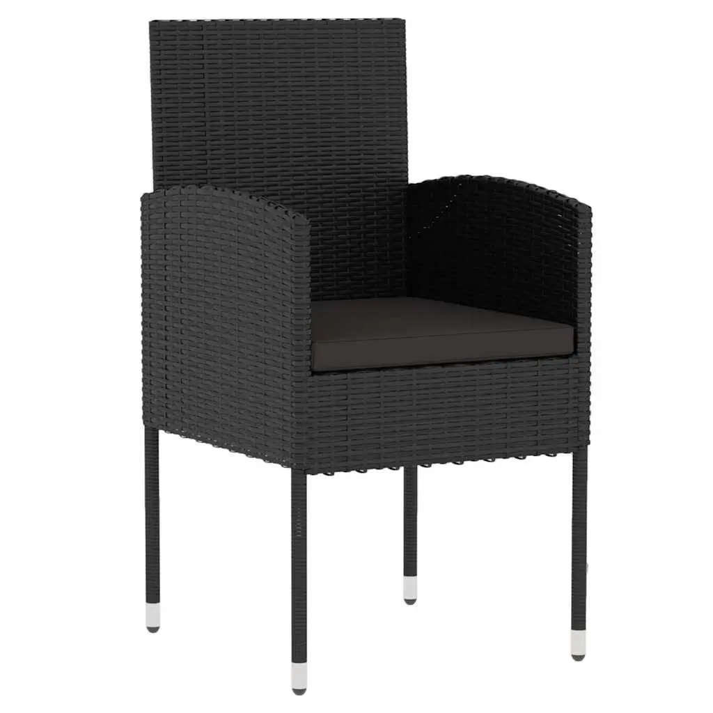 Garden Dining Set 3 Piece Poly Rattan Outdoor Furniture Black Patio Table Chairs