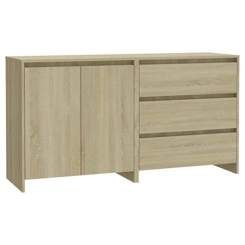 Sideboard Storage Cabinet Engineered Wood 2 Piece Beige