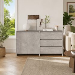 Practical Grey Sideboard Set for Versatile Use