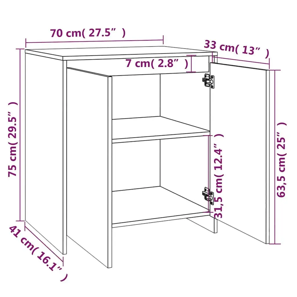 Sideboard Storage Cabinet 2 Piece Engineered Wood Grey Modern