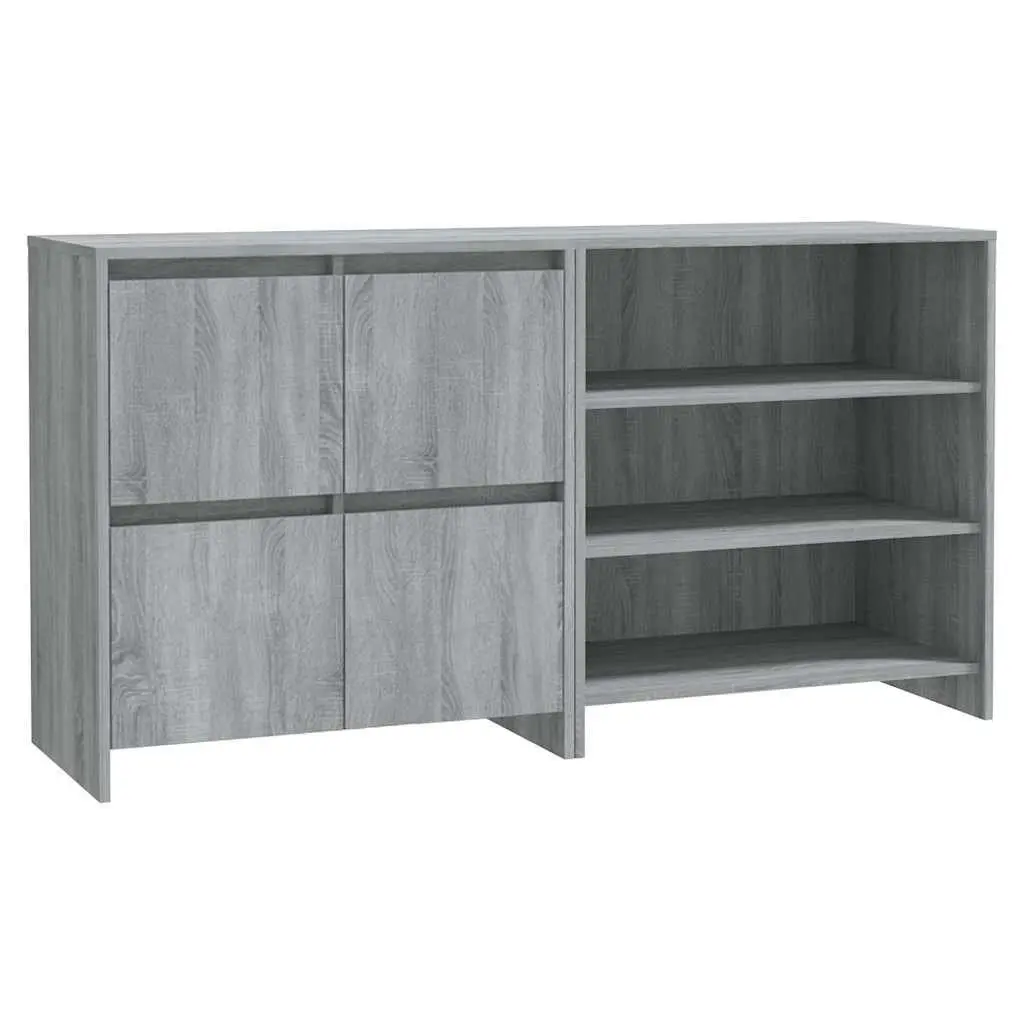 2 Piece Sideboard Engineered Wood Grey Storage Cabinet Buffet Furniture Decor Display Unit
