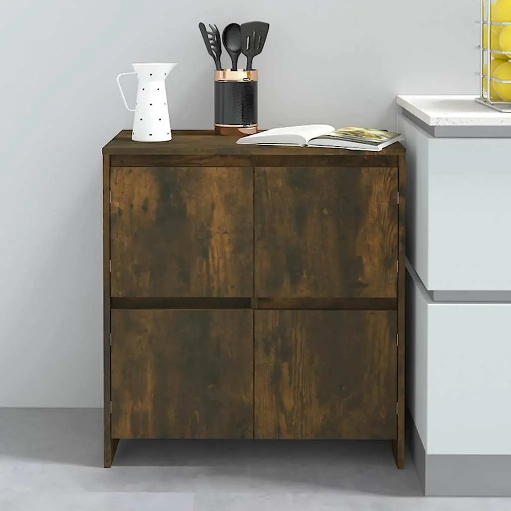 Sideboards 2 pcs Brown Storage Cabinet with Doors Engineered Wood Furniture