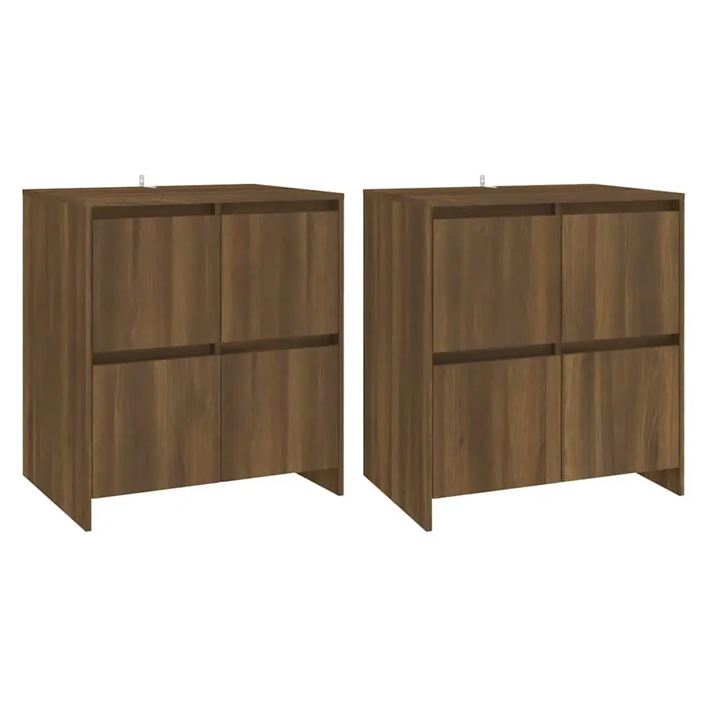 Sideboards Engineered Wood Brown Oak 70x41x75 cm Minimalist Storage Cabinet 2 Piece