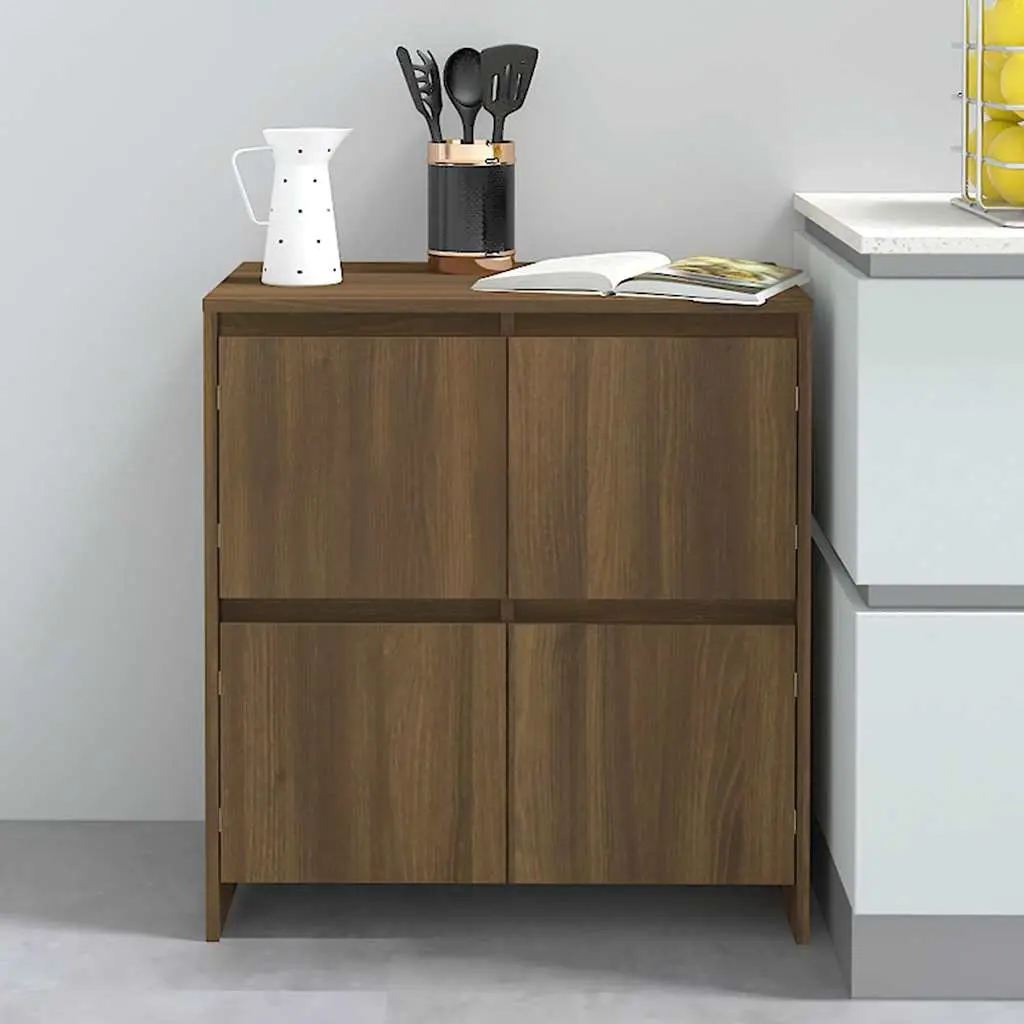 Sideboards Engineered Wood Brown Oak 70x41x75 cm Minimalist Storage Cabinet 2 Piece