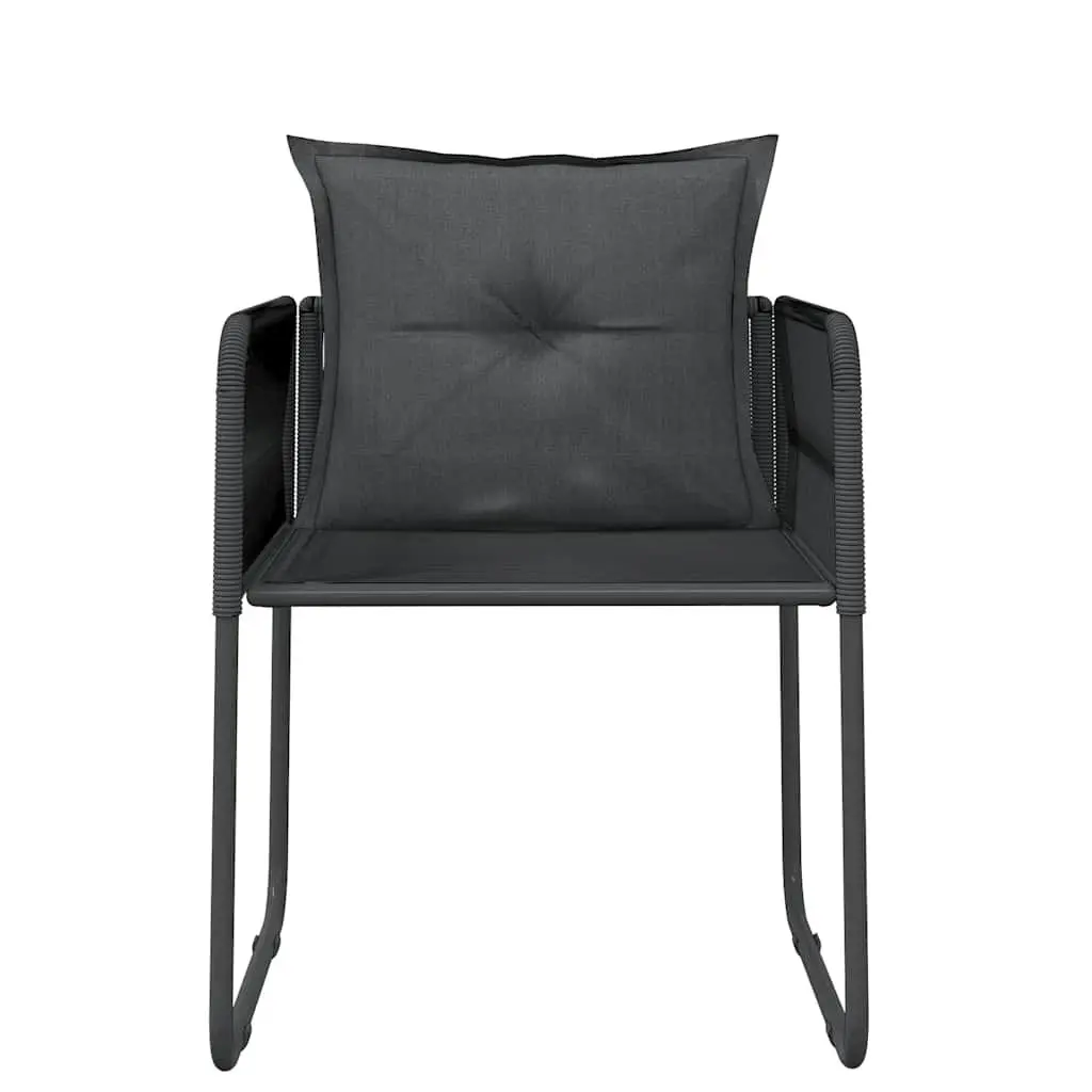 5 Piece Outdoor Dining Set Rattan Chairs Black Glass Table Powder-coated Steel Frame