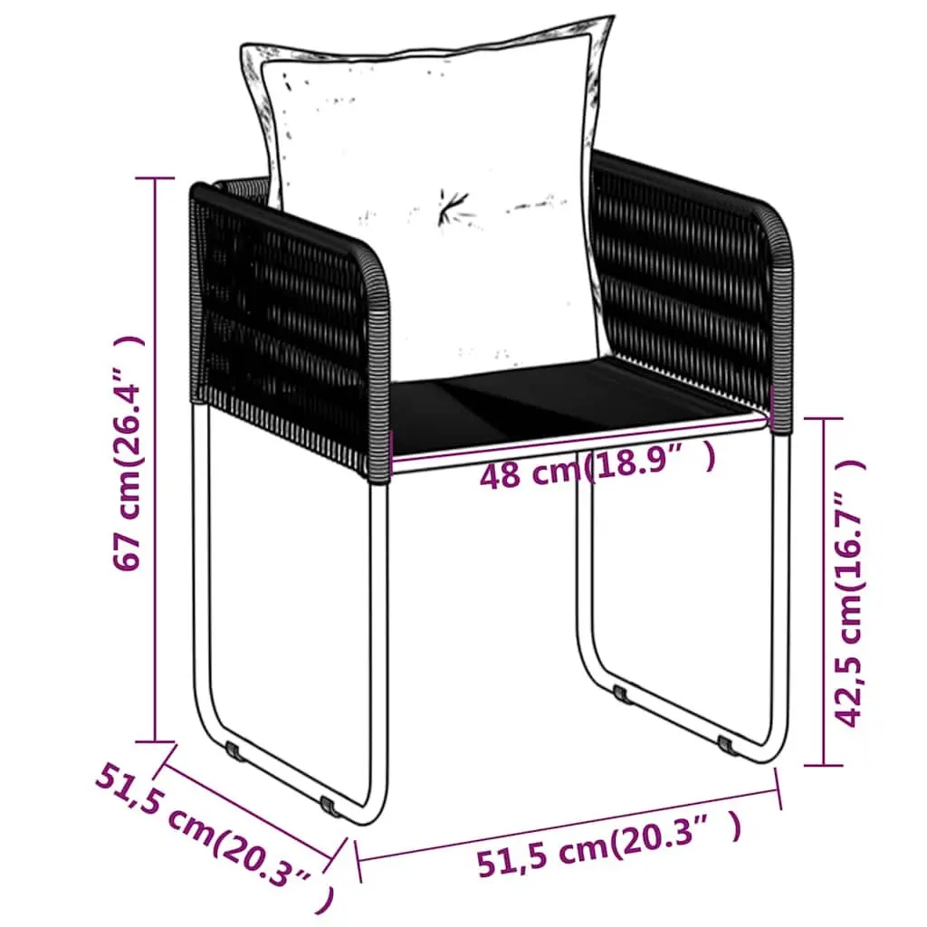 5 Piece Outdoor Dining Set Rattan Chairs Black Glass Table Powder-coated Steel Frame