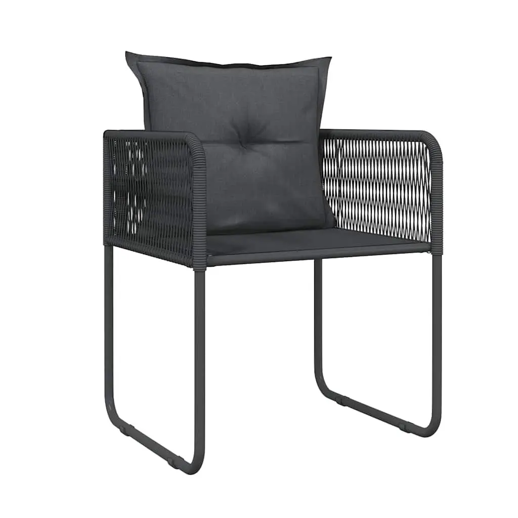 5 Piece Outdoor Dining Set Powder-coated Steel Frame Glass Top PE Rattan Chairs Black