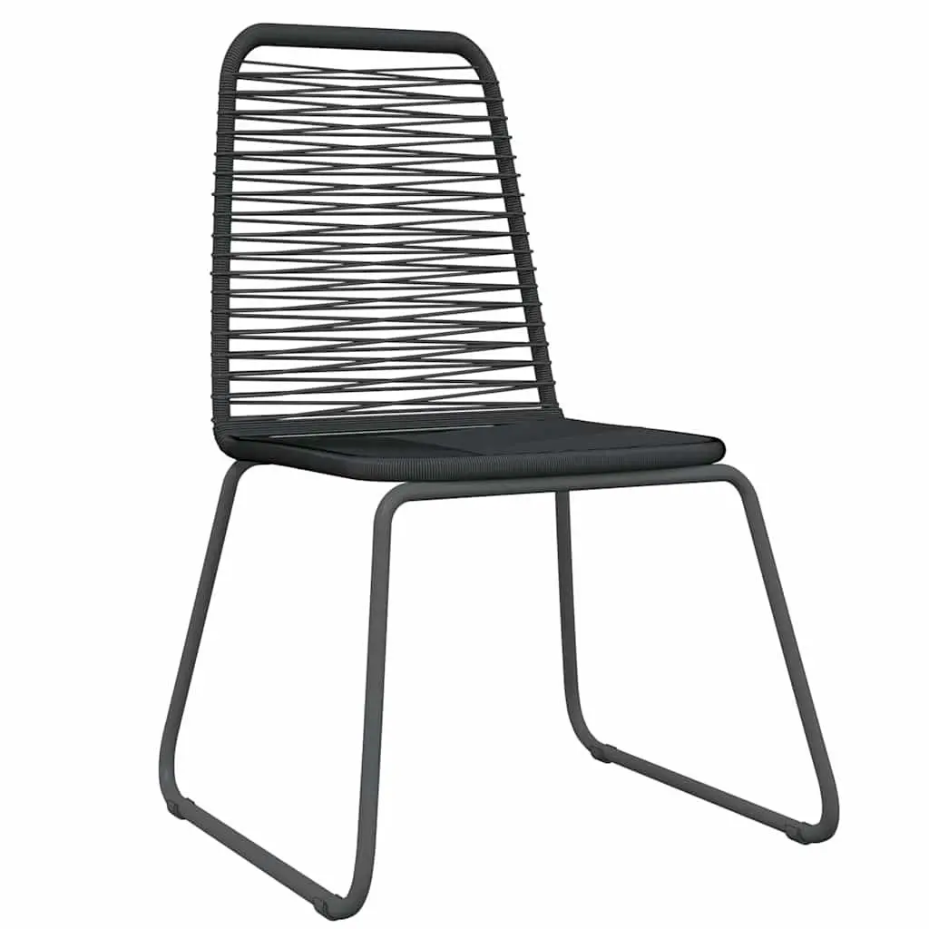 Outdoor Dining Set 5 Piece Steel Frame Glass Table Black PE Rattan Patio Chairs