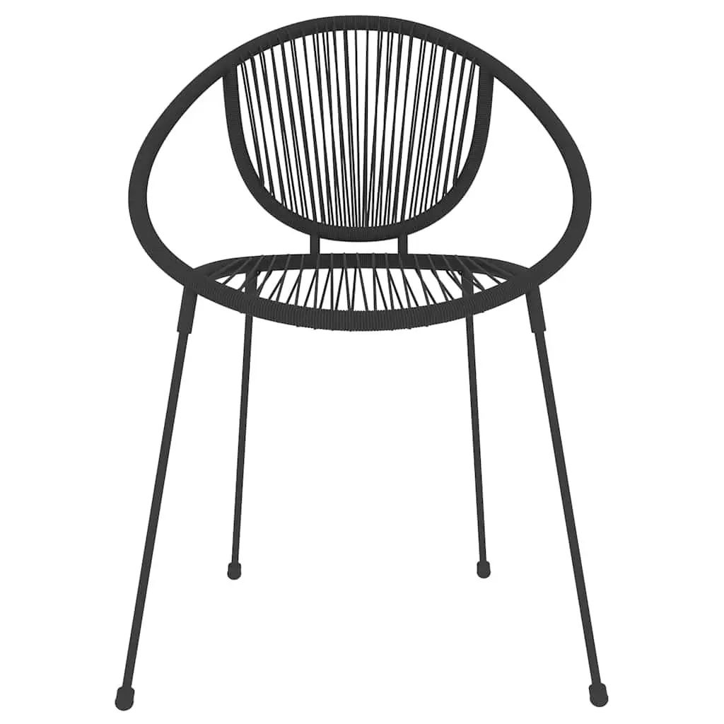 Garden Dining Set Steel Frame Glass Table Black 3 Piece Outdoor Patio Chairs