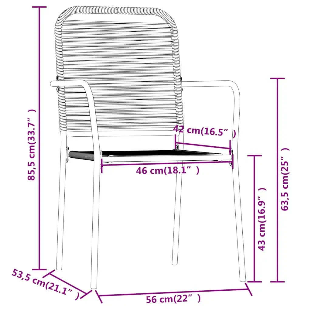 5 Piece Black Outdoor Dining Set Tempered Glass Table Twined Cotton Rope Chairs Powder Coated Steel Frame