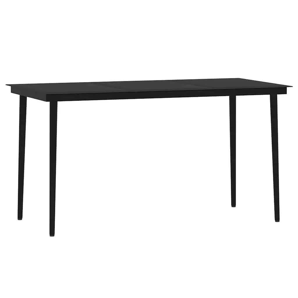 5 Piece Garden Dining Set Black Powder-coated Steel Frame Glass Table Twined Cotton Rope Chairs