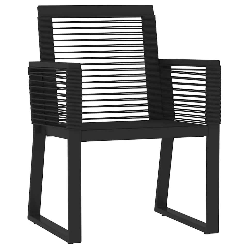 3 Piece Garden Dining Set Powder-coated Steel Glass Top Black Outdoor Table Chairs