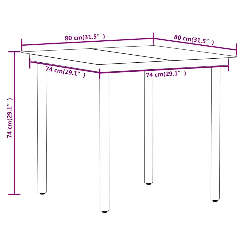 3 Piece Garden Dining Set Powder-coated Steel Glass Top Black Outdoor Table Chairs