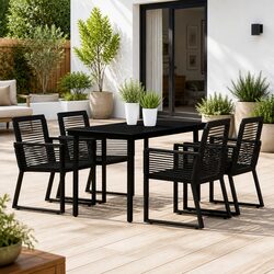 Practical Black Outdoor Dining Set for Gatherings