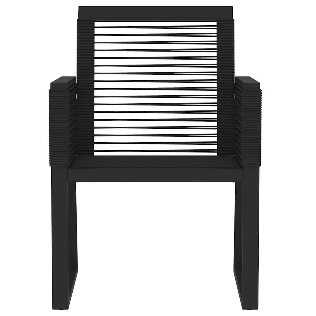 Black Garden Dining Set Steel Frame Glass Top 5 Piece Outdoor Table Chairs