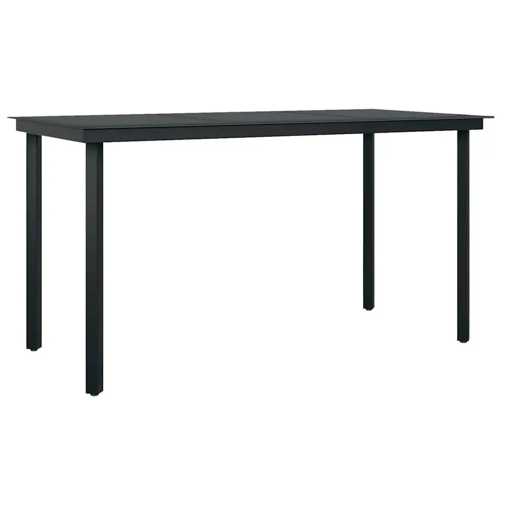 Black Garden Dining Set Steel Frame Glass Top 5 Piece Outdoor Table Chairs