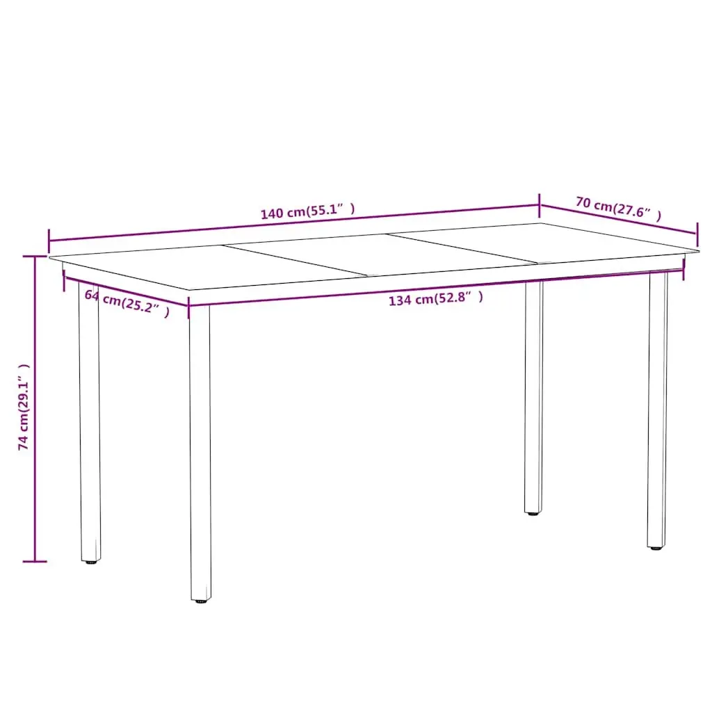 Black Garden Dining Set Steel Frame Glass Top 5 Piece Outdoor Table Chairs