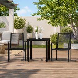 Black 3 Piece Garden Dining Set for Everyday Use
