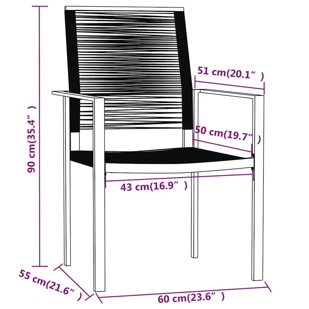3 Piece Garden Dining Set Powder-coated Steel Glass Black Outdoor Furniture