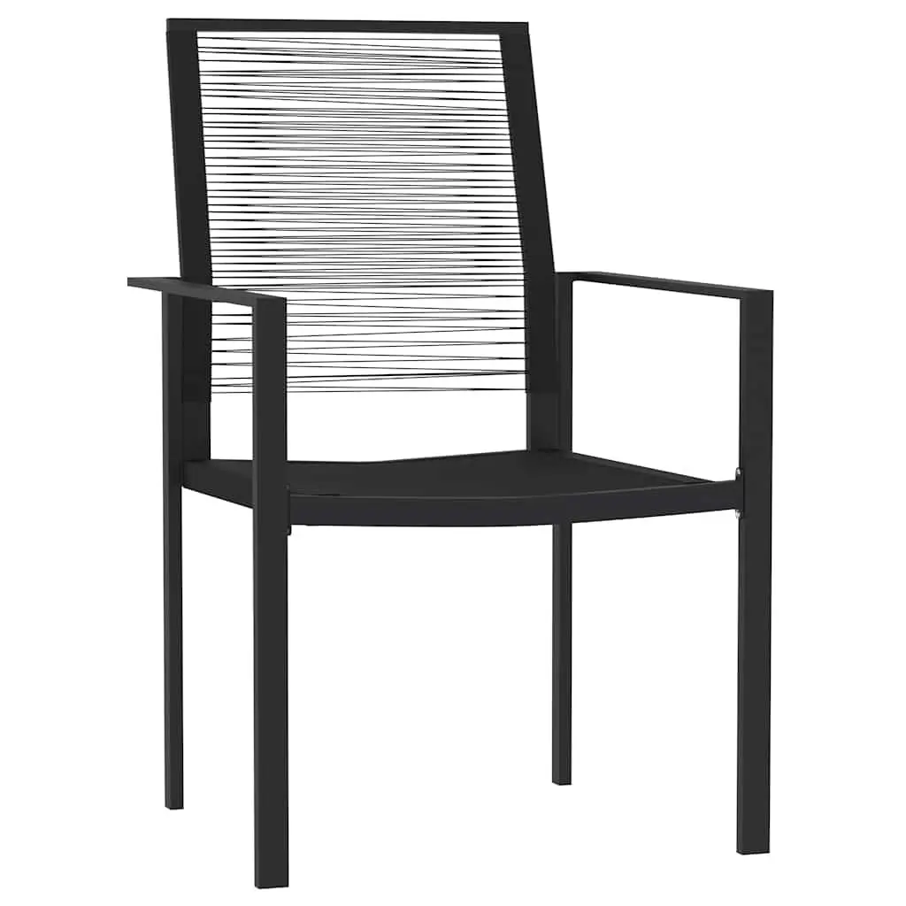 Garden Dining Set Powder-coated Steel Frame Glass Top 5 Piece Black Outdoor Furniture