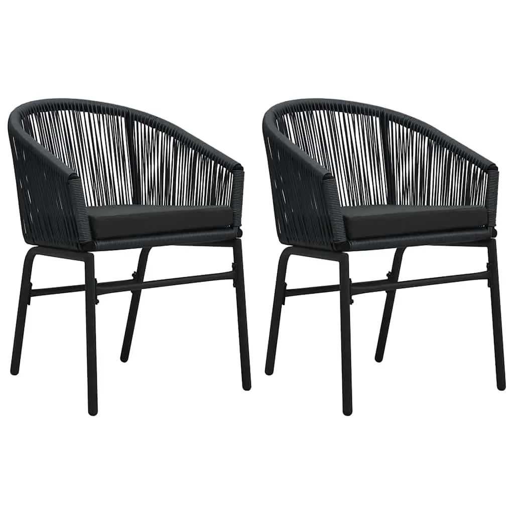 3 Piece Garden Patio Set Rattan Chairs Steel Frame Black Glass Table