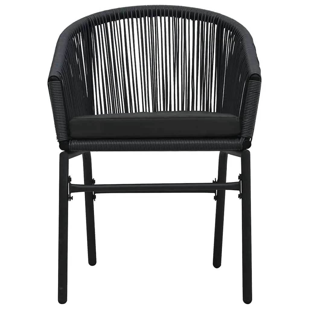 7 Piece Outdoor Garden Dining Set Black Steel Frame Glass Table Patio Chairs