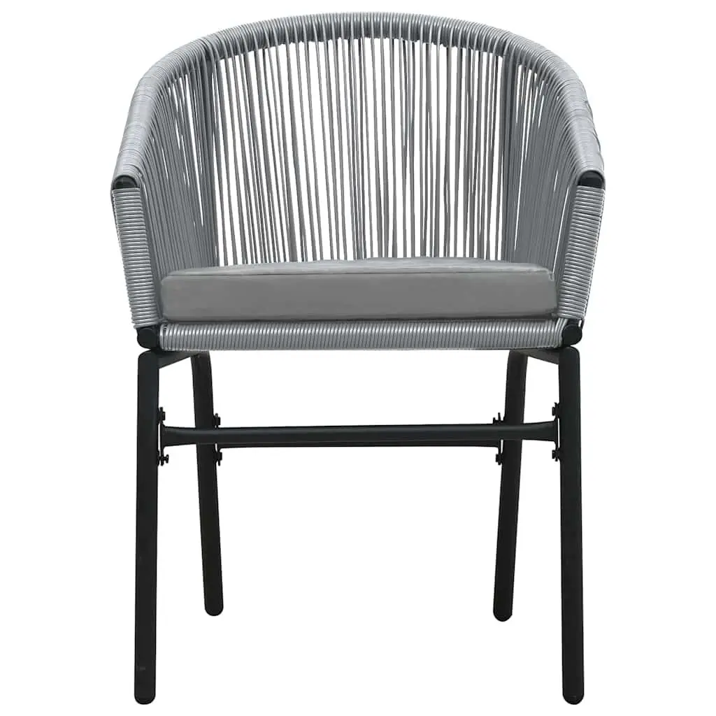 5 Piece Patio Dining Set Grey Powder Coated Steel Frame Glass Table Chairs with Cushions