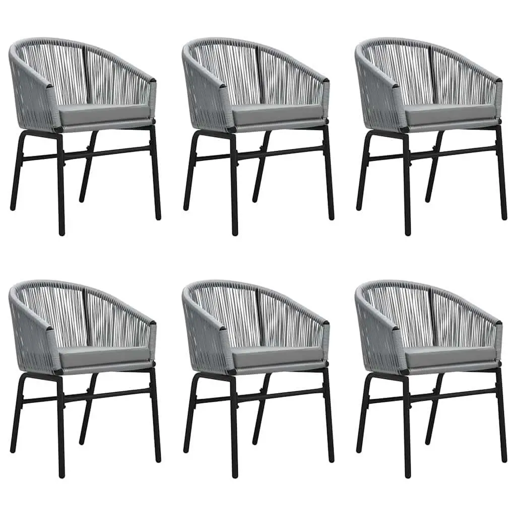 7 Piece Garden Dining Set Grey Outdoor Patio Furniture Steel Frame Glass Table