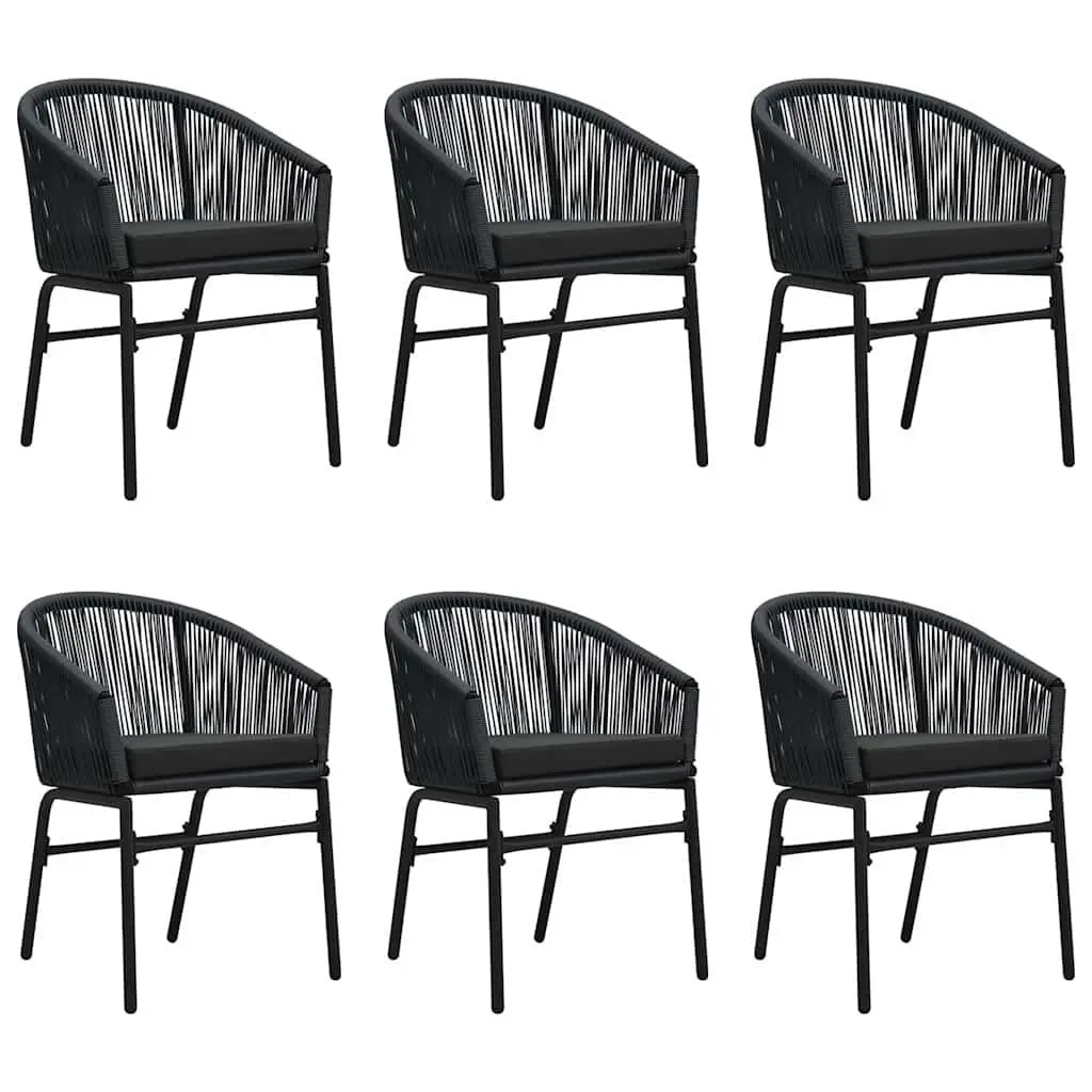 7 Piece Outdoor Garden Dining Set Glass Table Rattan Chairs Black Patio