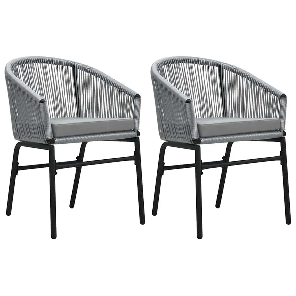 3 Piece Garden Dining Set Steel Glass Table Rattan Chairs Grey