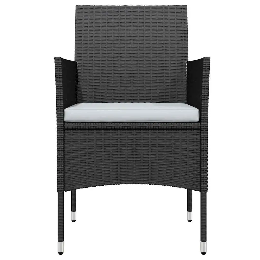 Garden Dining Set 3 Piece Powder-coated Steel Water-resistant PE Rattan Black