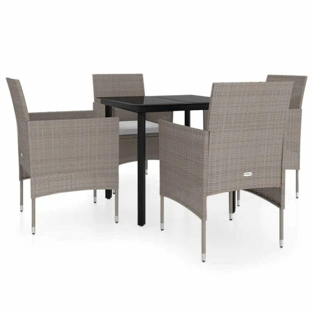 Garden Dining Set 5 Piece Outdoor Furniture Table Chairs Cushions Beige Black