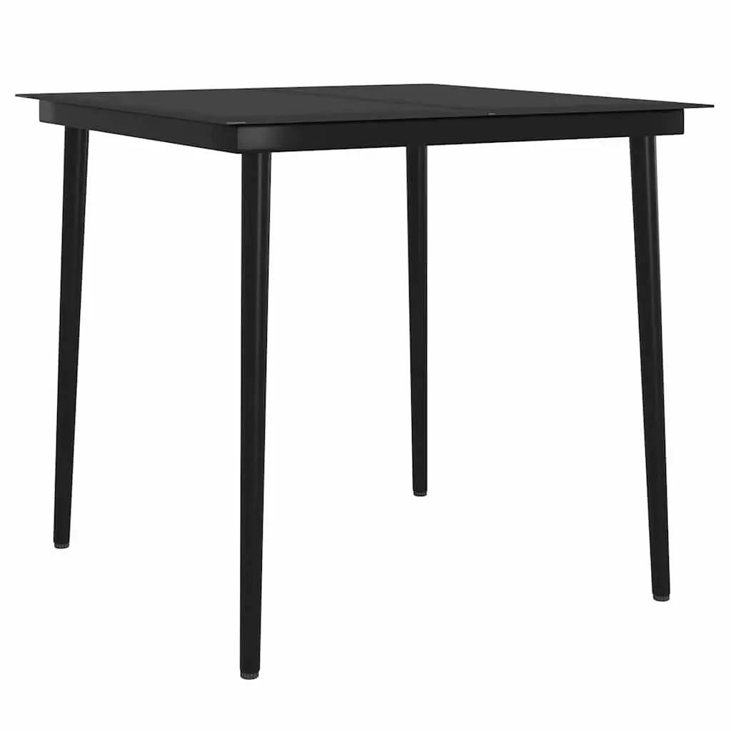 5 Piece Outdoor Dining Set Powder-coated Steel Grey Black Garden Furniture Table Chairs