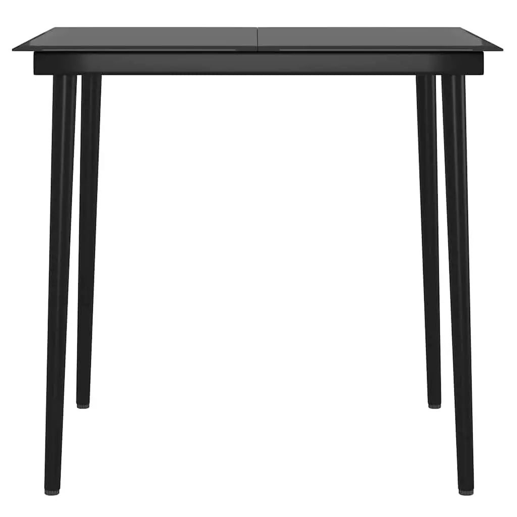 5 Piece Outdoor Dining Set Powder-coated Steel Grey Black Garden Furniture Table Chairs