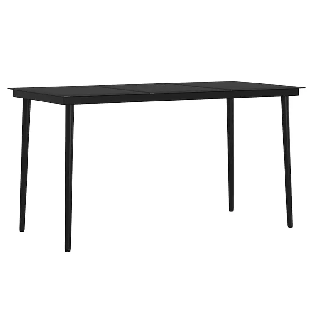 7 Piece Outdoor Garden Dining Set Sturdy Powder-Coated Steel Frames Glass Tabletop Water-Resistant PE Rattan Chairs Cushions Beige Black