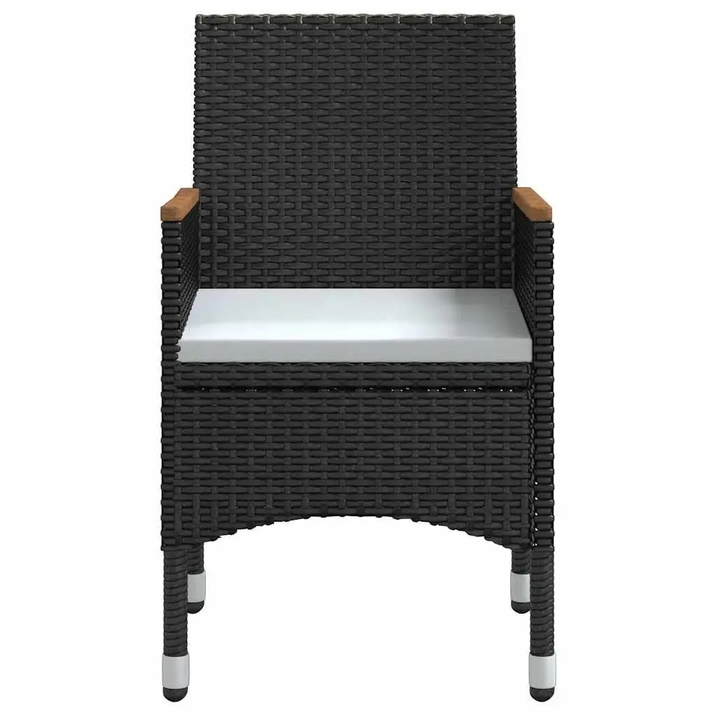 Outdoor Dining Set Rattan Chairs with Cushions Black Glass Table 5 Piece