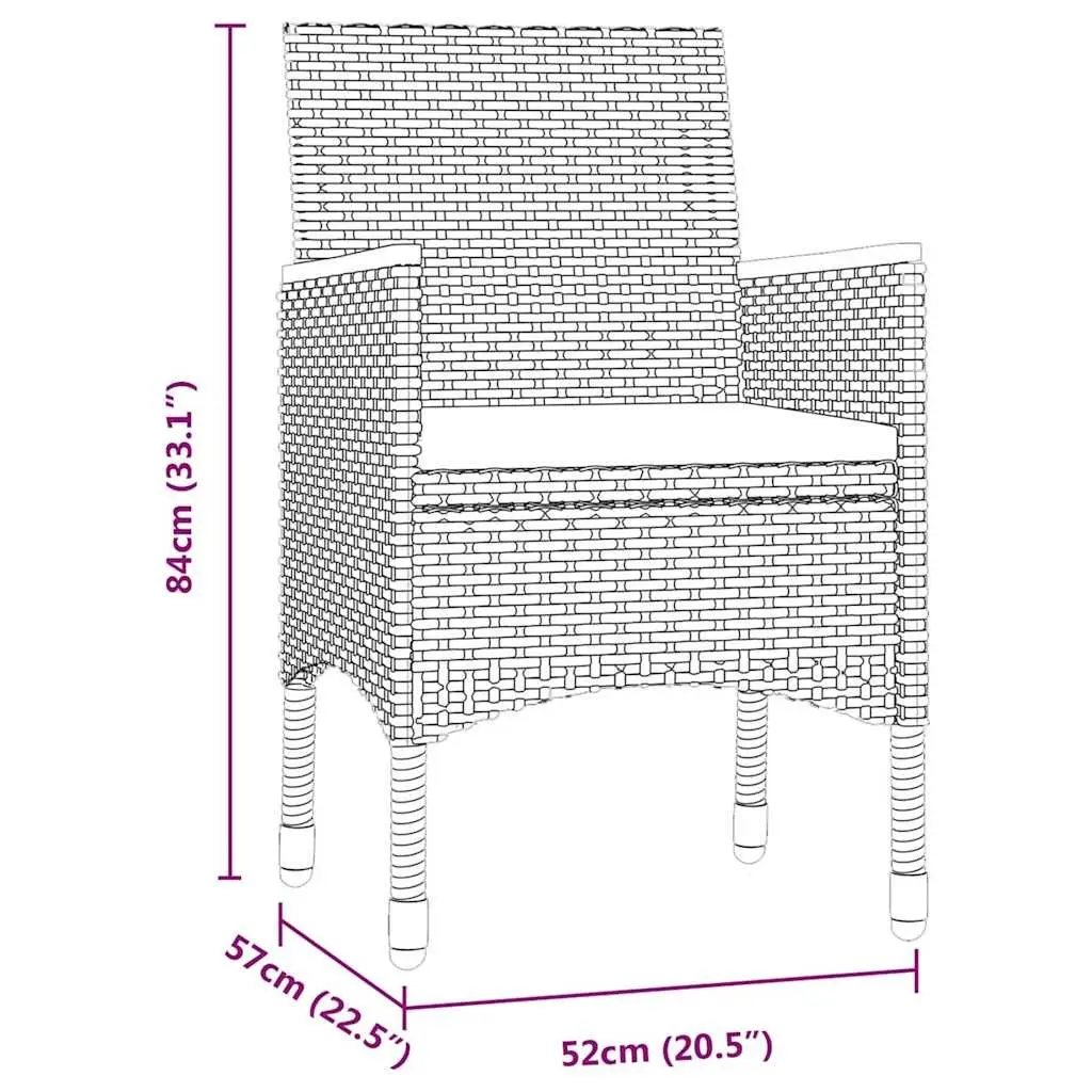 Outdoor Dining Set 5 Piece Table Chairs Grey Black Patio Furniture with Cushions