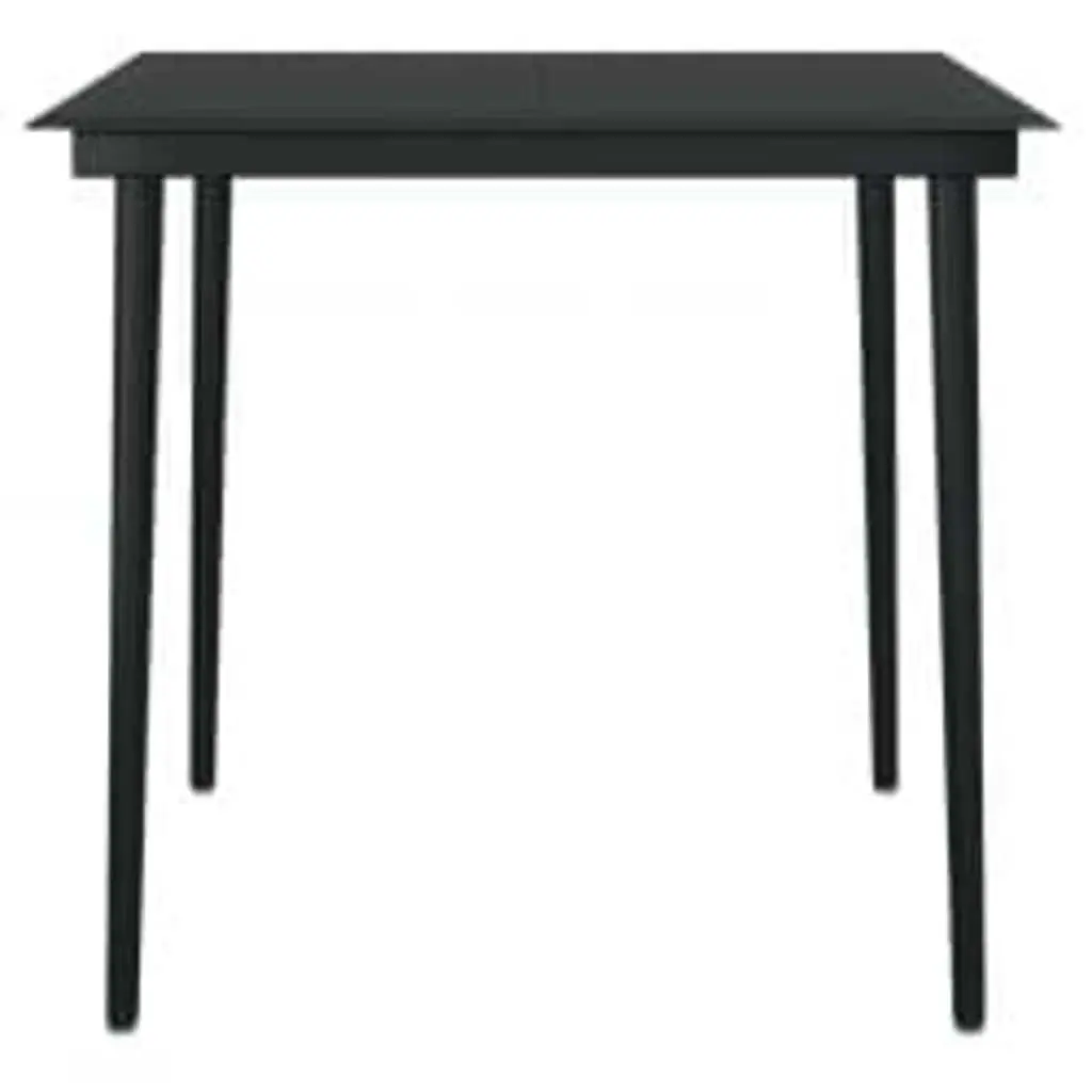Garden Dining Set Powder-coated Steel 5 Piece Outdoor Furniture Black